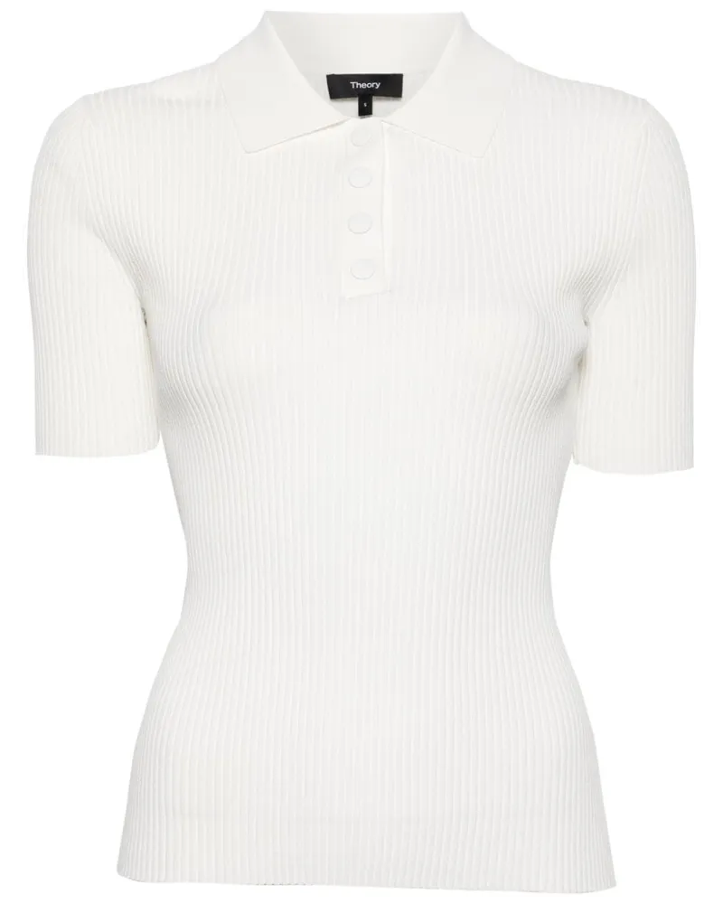 Theory Geripptes Poloshirt - Weiß Weiß