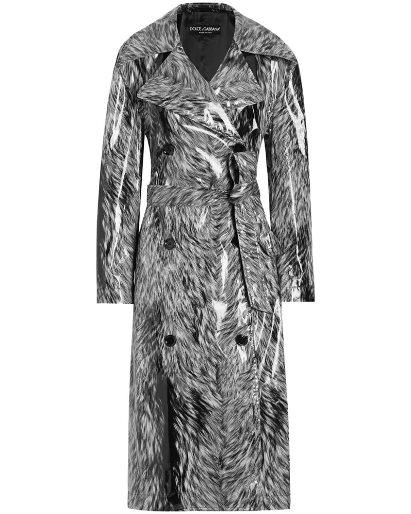 Dolce & Gabbana Trenchcoat mit Pelz-Print - Grau Grau