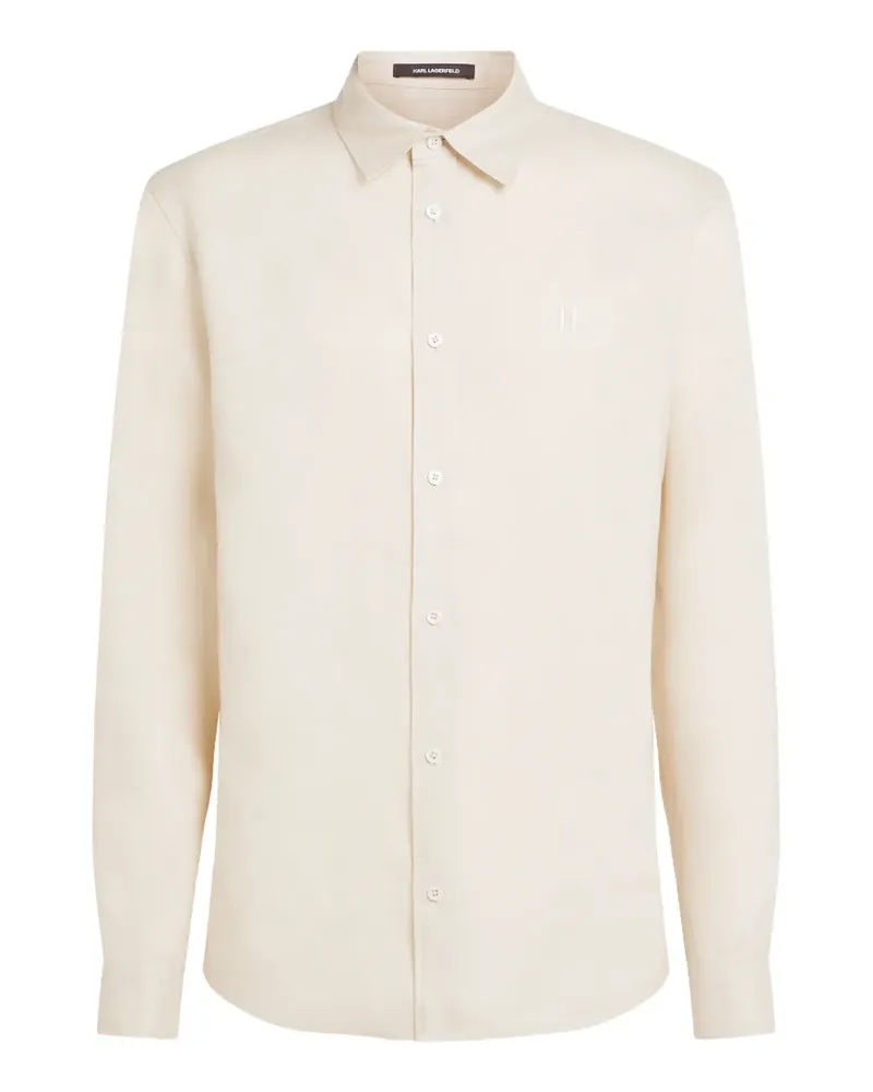 Karl Lagerfeld Leinenhemd mit Stickerei - Nude Nude