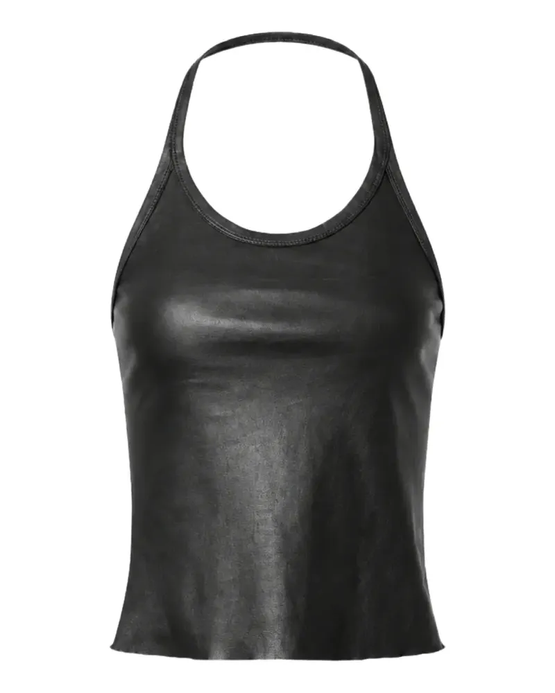 Stouls Cherry open-back leather top - Schwarz Schwarz