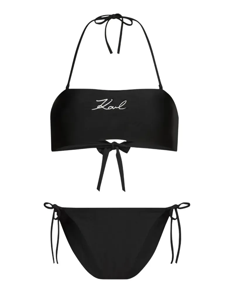 Karl Lagerfeld Set aus Signature Bandeau-Bikinioberteil und Bikinishorts - Schwarz Schwarz