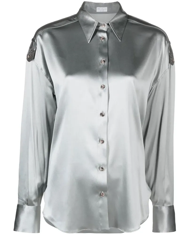 Brunello Cucinelli Verziertes Hemd - Grau Grau
