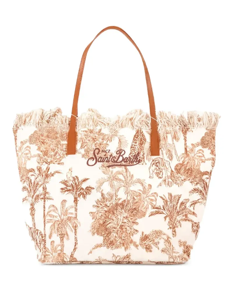 MC2 Saint Barth Tote Bag mit Fransen und Dschungel-Print - Nude Nude