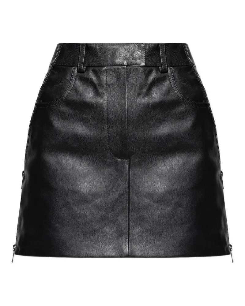 Alexander McQueen Lederrock in A-Linie mit Reißverschlussdetail - Schwarz Schwarz