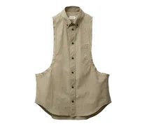 Ärmelloses Hemd aus Mikro-Karo - Nude