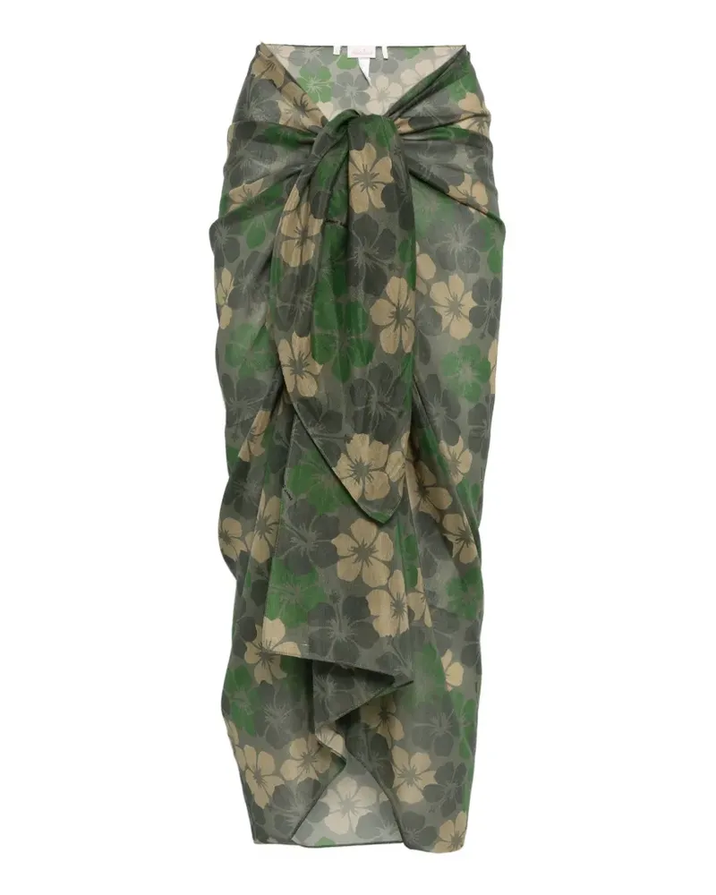MC2 Saint Barth Sarong mit Hibiskus-Print - Grün Grün