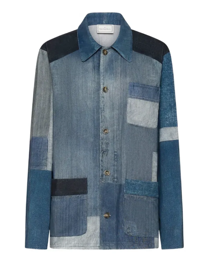 Pierre-Louis Mascia Amadobis Jeans-Hemdjacke im Patchwork-Look - Blau Blau