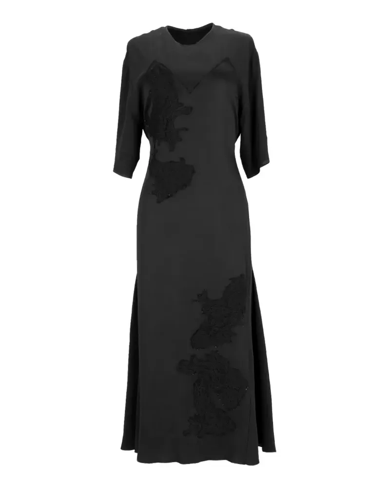Victoria Beckham Gürtel-Midikleid mit Spitze - Schwarz Schwarz