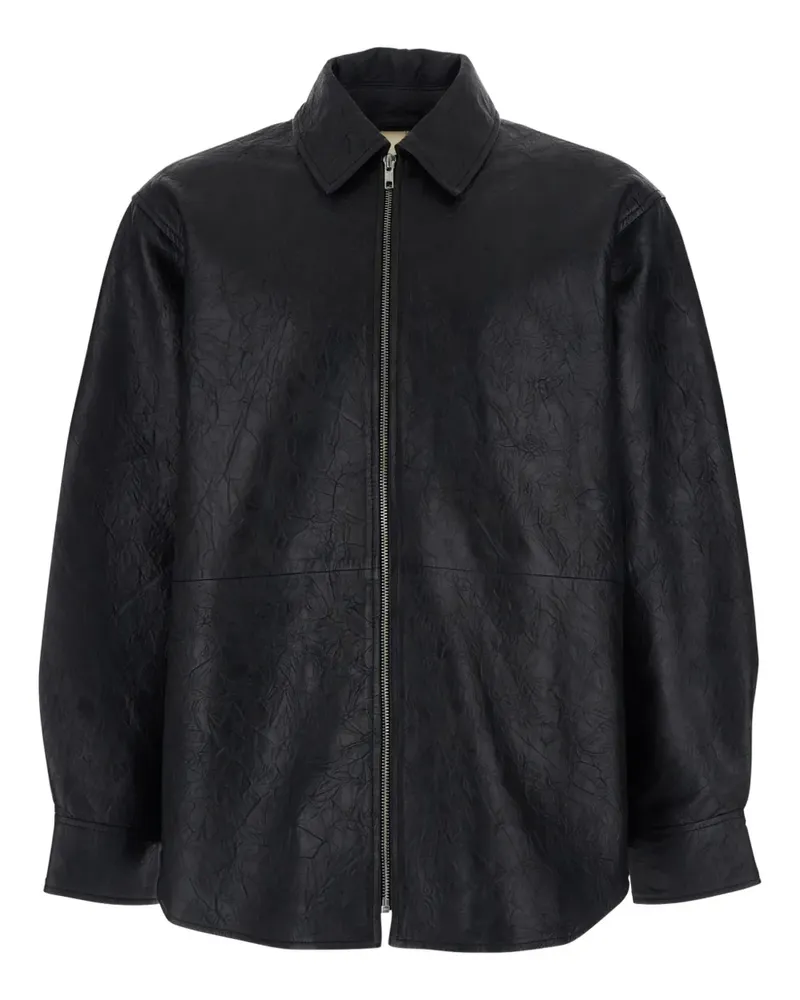 Sunflower Hemdjacke aus Leder - Schwarz Schwarz