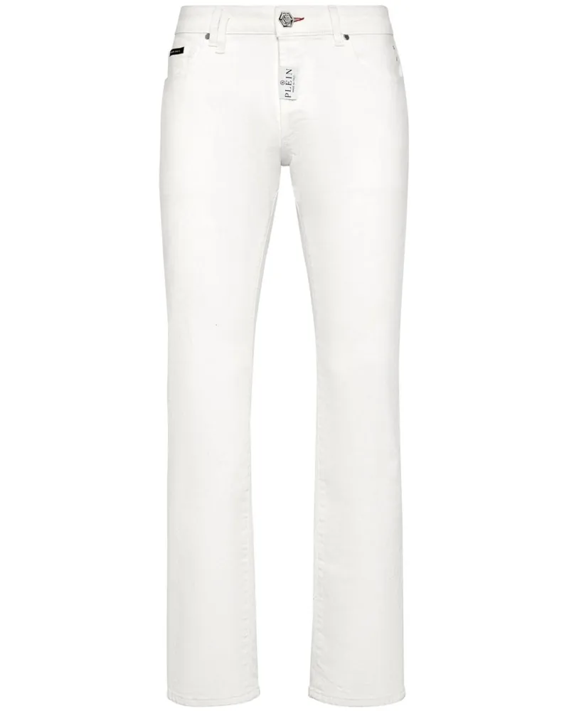 Philipp Plein Tief sitzende Straight-Leg-Jeans Weiß