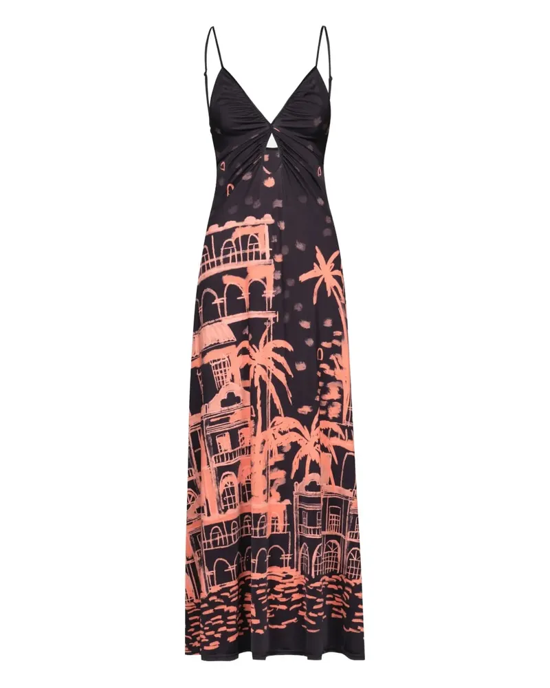 Johanna Ortiz Nuestra Tierra cut-out printed maxi dress - Schwarz Schwarz