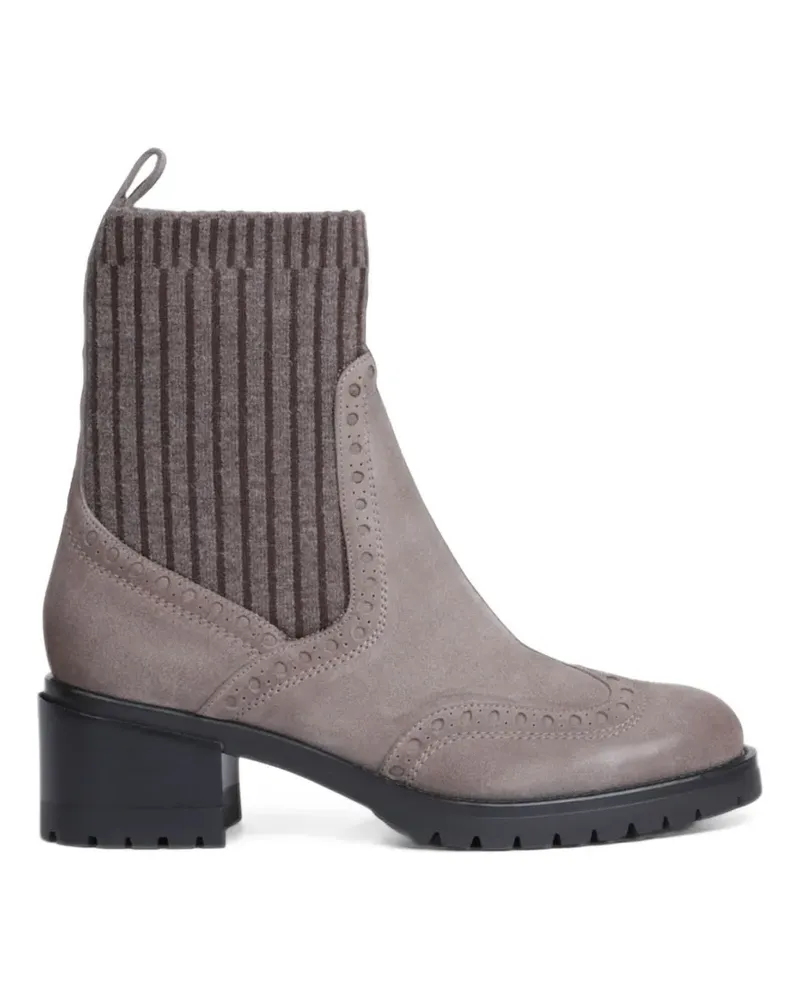 Santoni Stiefel im Sock-Style mit Budapestermuster - Grau Grau