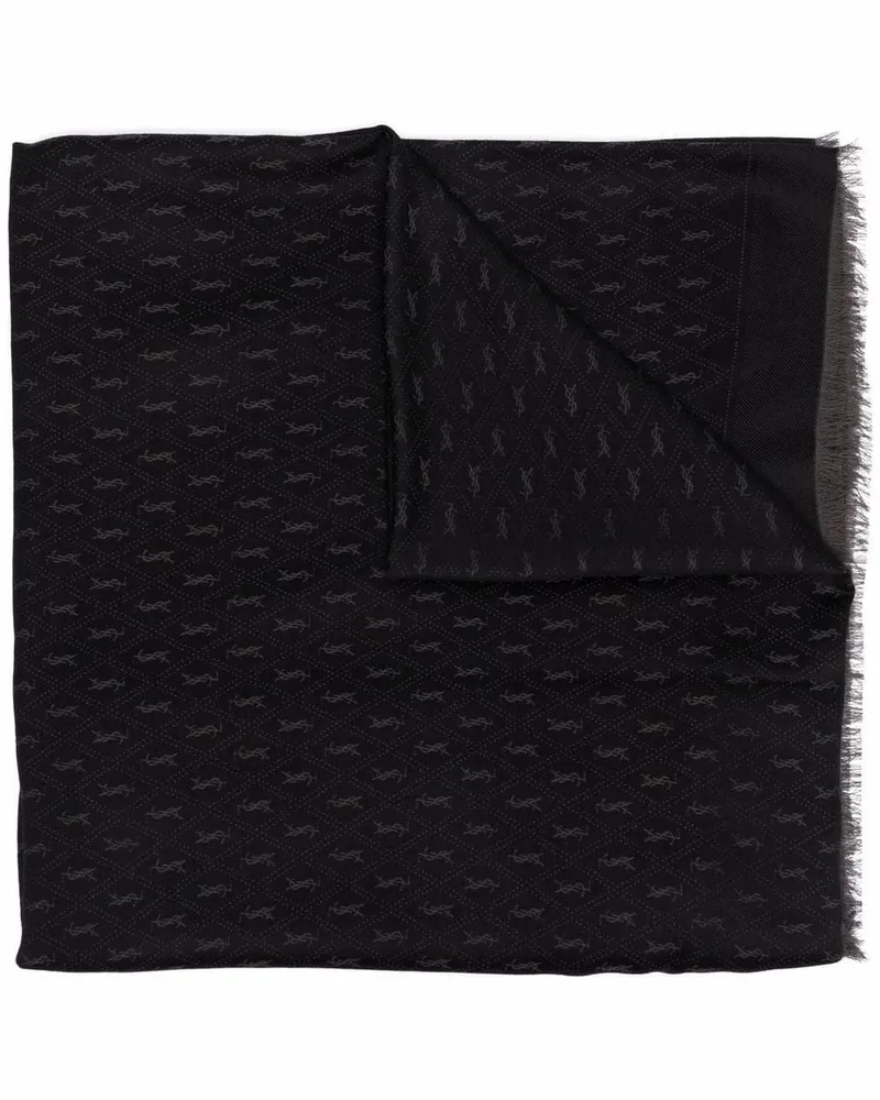 Saint Laurent Schal mit Monogramm - Schwarz Schwarz
