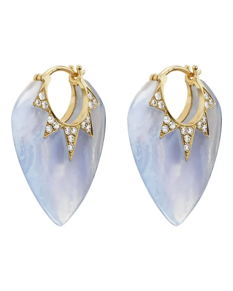 Sorellina Blue Lace Agate Classic Guitar Pick Earrings - Gold Gold