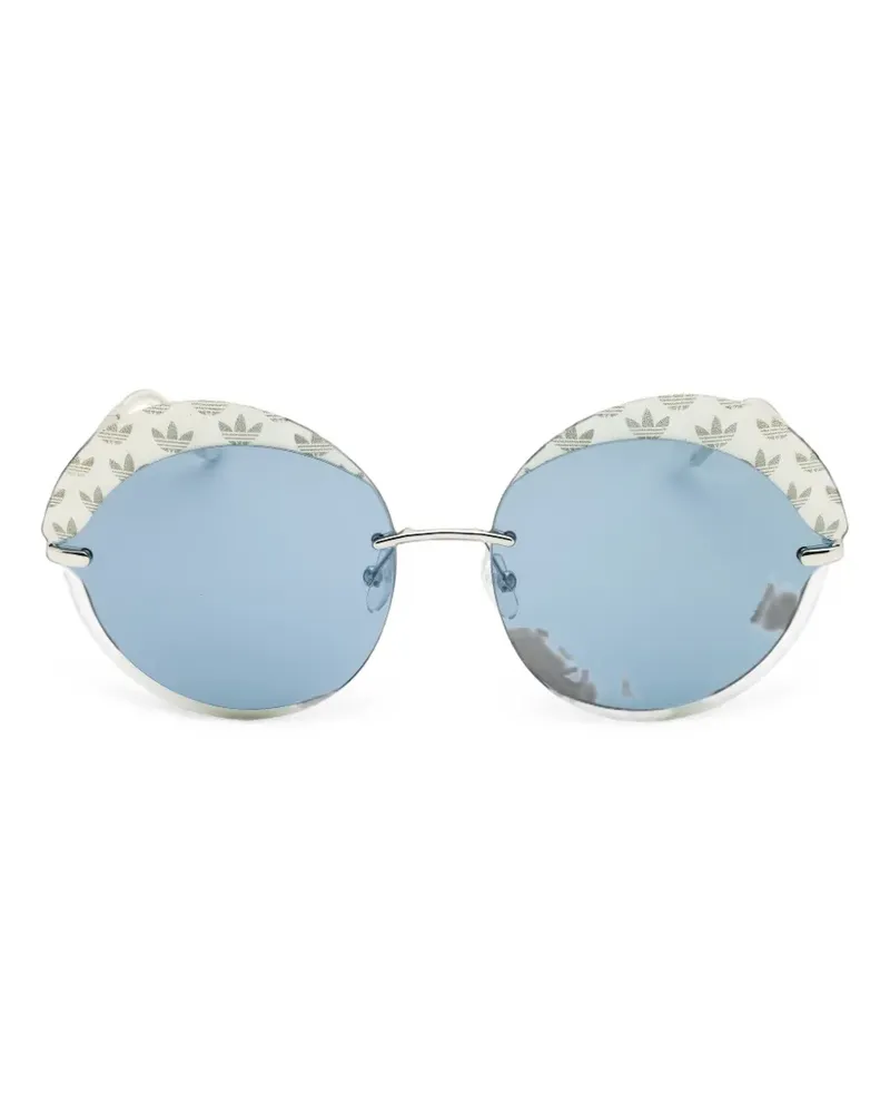 adidas round-frame logo-print sunglasses - Grün Grün
