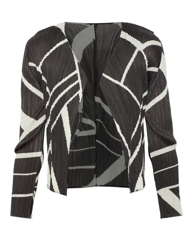 Issey Miyake pleated geometric-print jacket - Grau Grau
