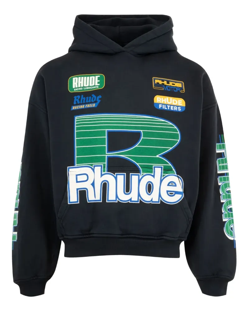 RHUDE Hoodie mit Racing-Print - Schwarz Schwarz