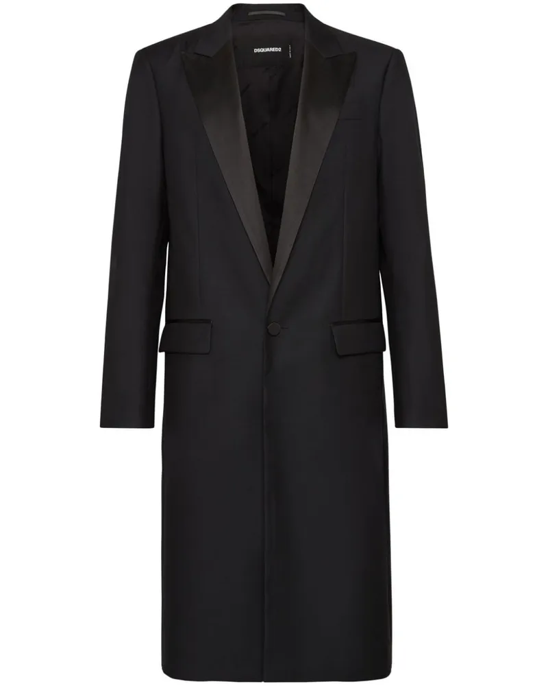 Dsquared2 Mantel mit Satinbesatz - Schwarz Schwarz