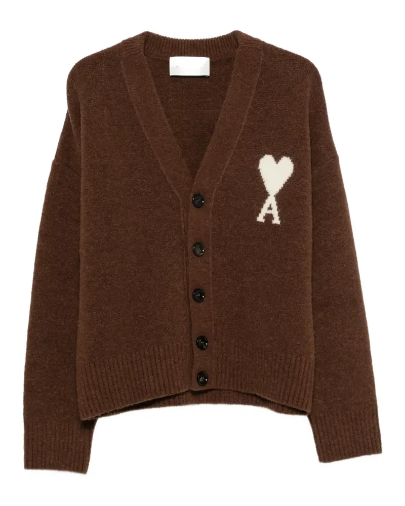 AMI Paris Ami de Coeur Cardigan - Braun Braun