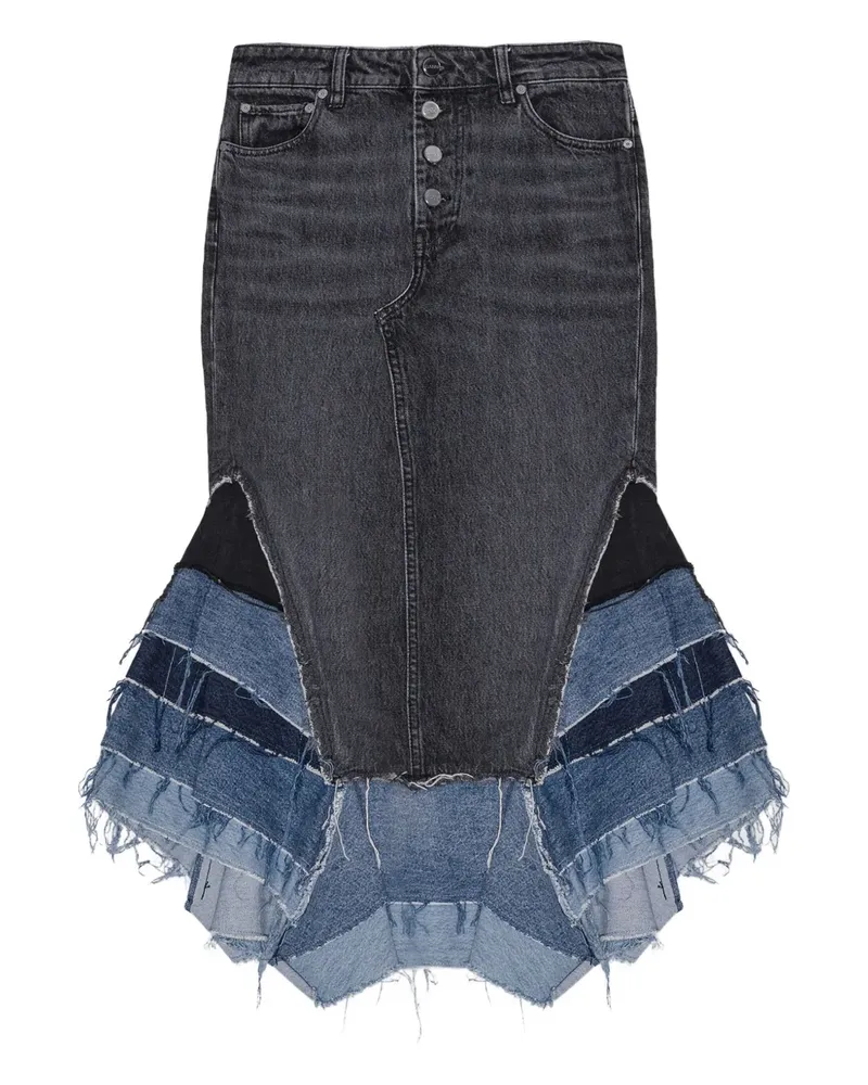 Ganni Rock mit Fransen - Blau Blau