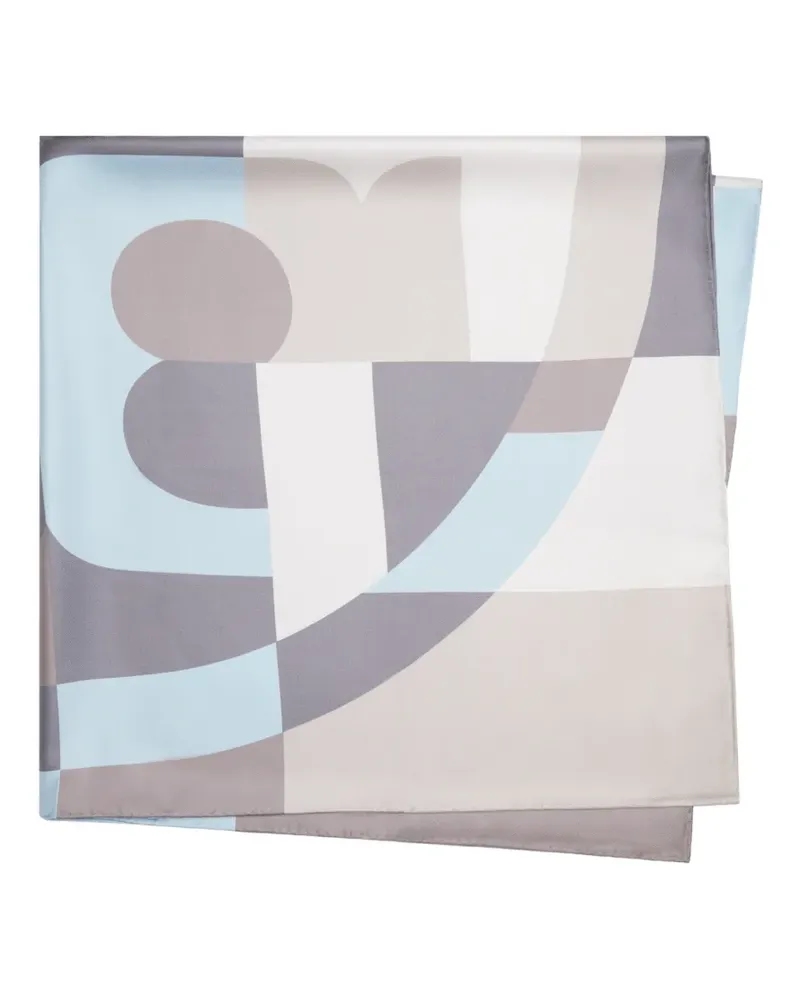 Tory Burch Quadratischer Geo Seidenschal in Colour-Block-Optik - Grau Grau