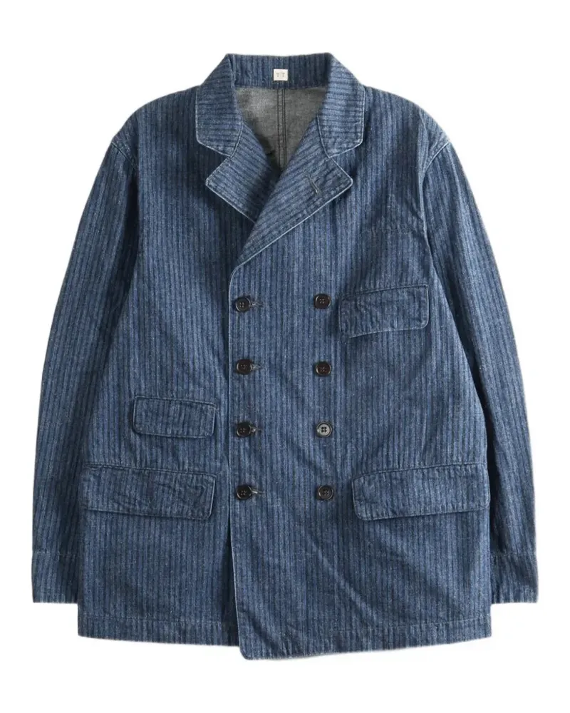 Taiga Takahashi Doppelreihiges Lot.722 Sakko mit Streifen - Blau Blau