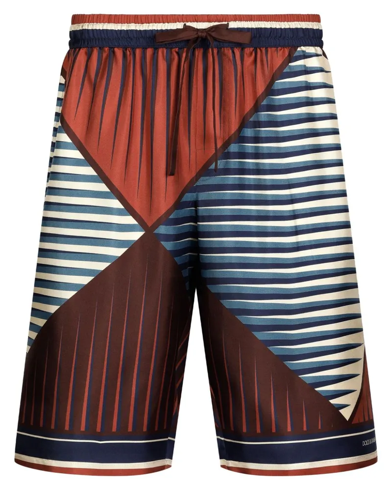 Dolce & Gabbana Shorts aus Seide mit Print - Rot Rot