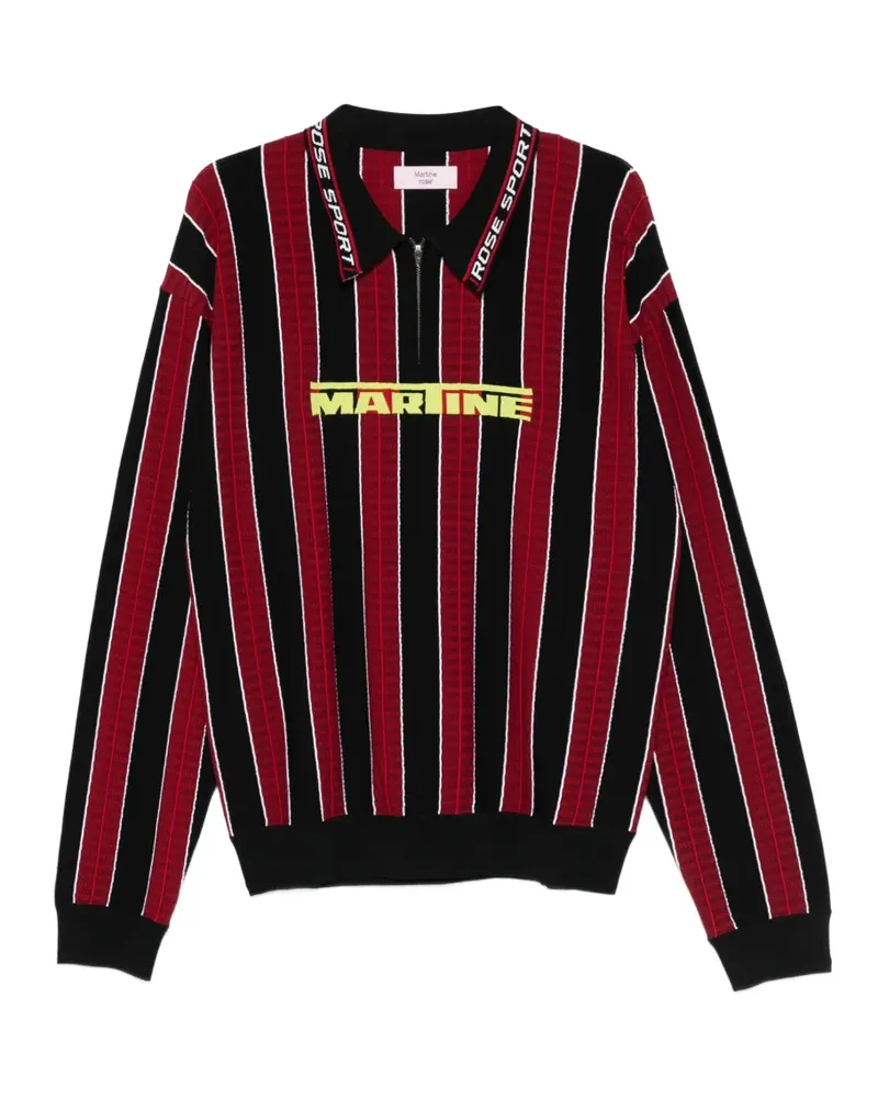 Martine Rose striped zip polo shirt - Schwarz Schwarz
