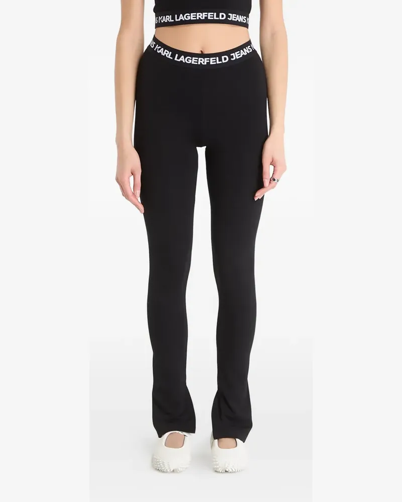 Karl Lagerfeld Milano logo-waistband split-cuff leggings - Schwarz Schwarz