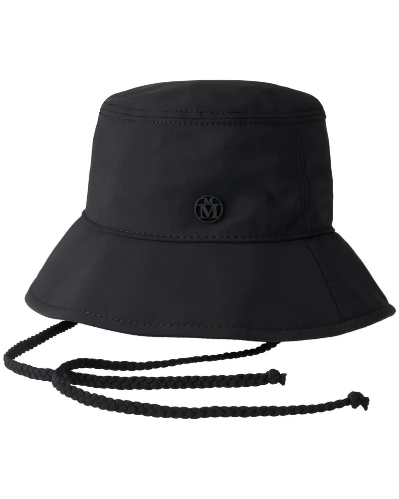 Maison Michel Angele Fischerhut mit Logo-Applikation - Schwarz Schwarz