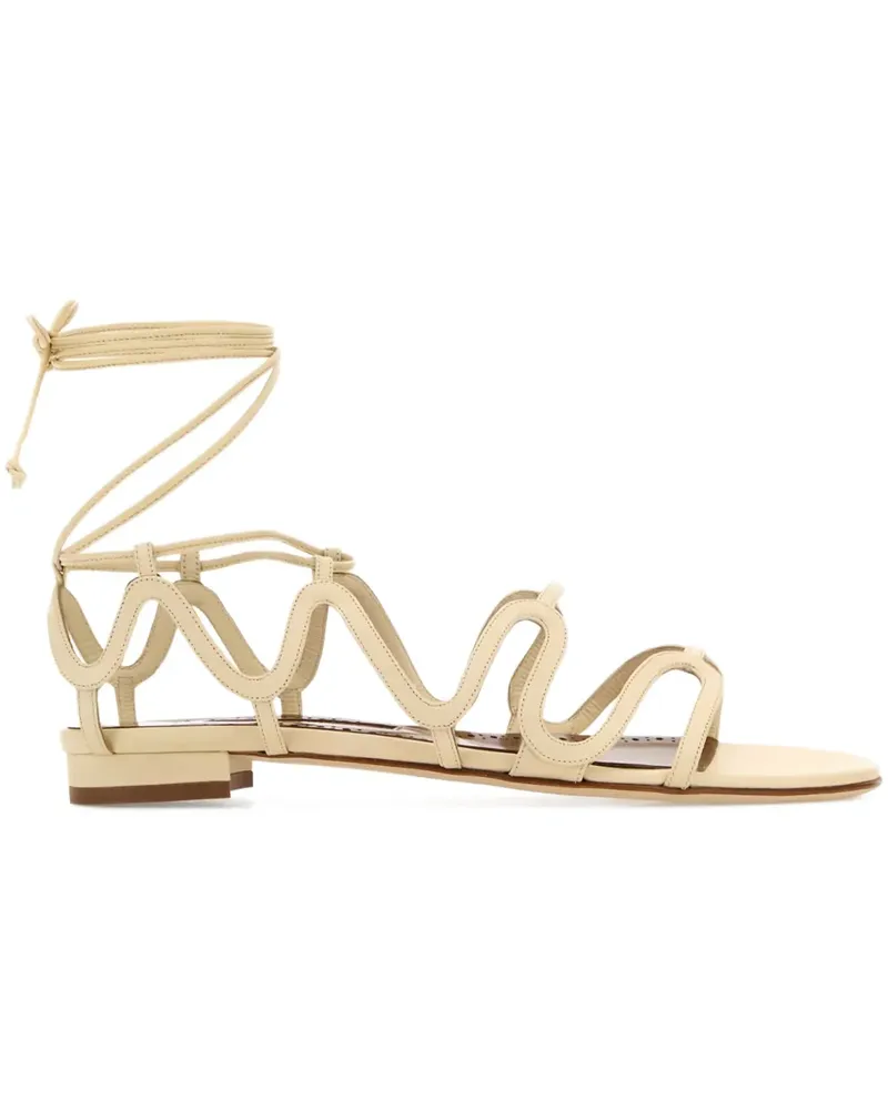 Manolo Blahnik Flache Fawda Sandalen - Nude Nude
