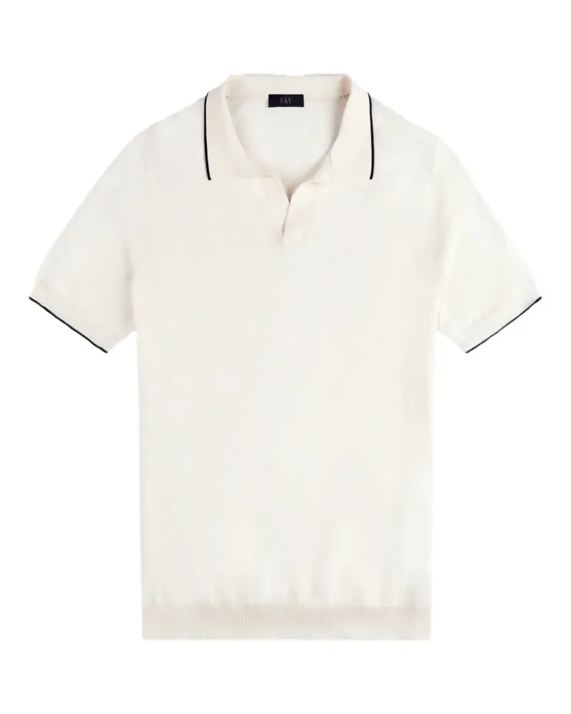 Fay Paspeliertes T-Shirt mit V-Ausschnitt - Nude Nude