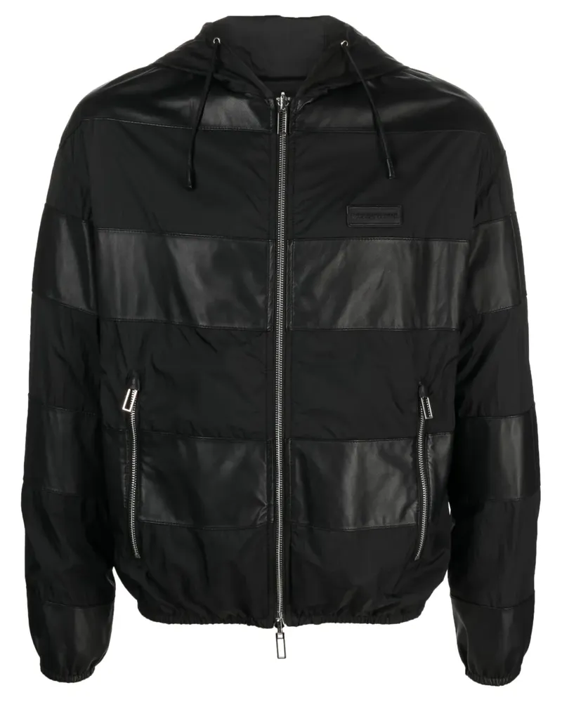 Emporio Armani Wendbare Lederjacke mit Kapuze - Schwarz Schwarz