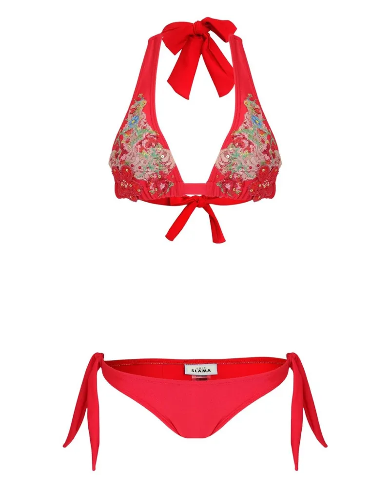 Amir Slama Bestickter Bikini - Rot Rot