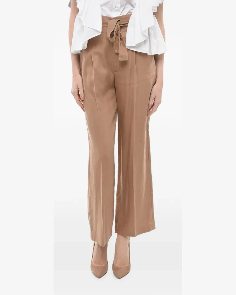 nine:inthe:morning belted pleated-design trousers - Braun Braun