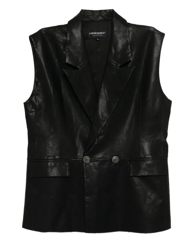 Cynthia Rowley Weste aus Leder - Schwarz Schwarz