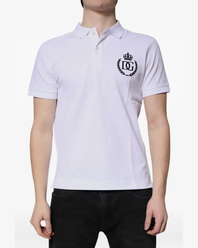 Dolce & Gabbana Poloshirt mit Logo-Stickerei - Weiß Weiß