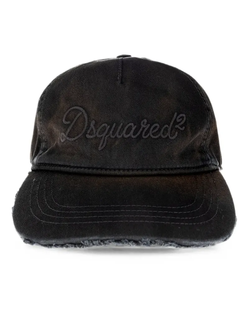Dsquared2 logo-embroidered distressed baseball cap - Schwarz Schwarz