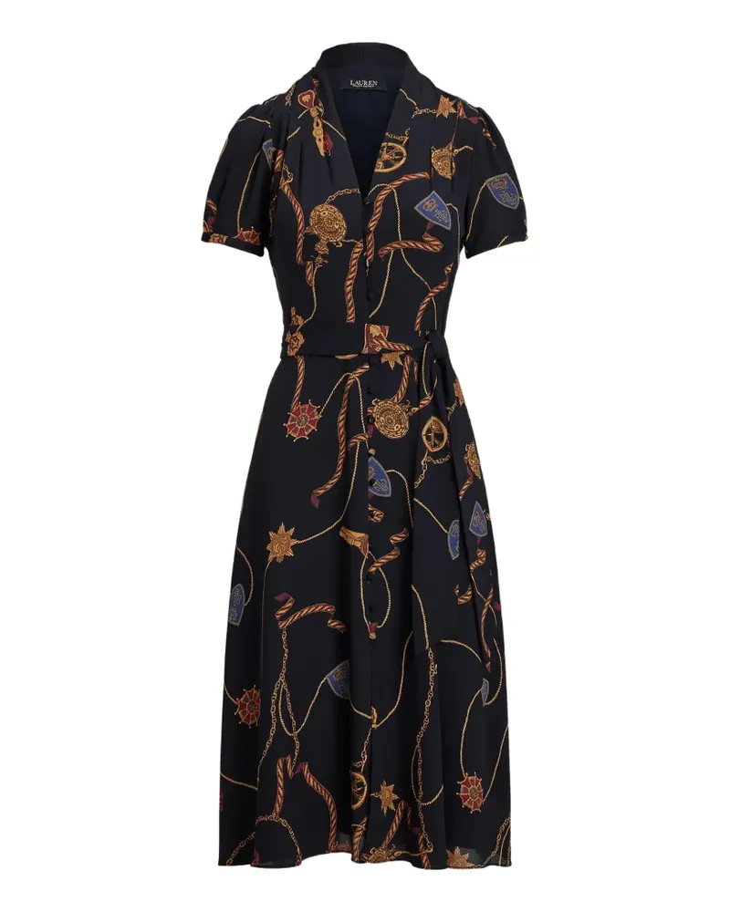 Ralph Lauren belted nautical-print dress - Schwarz Schwarz