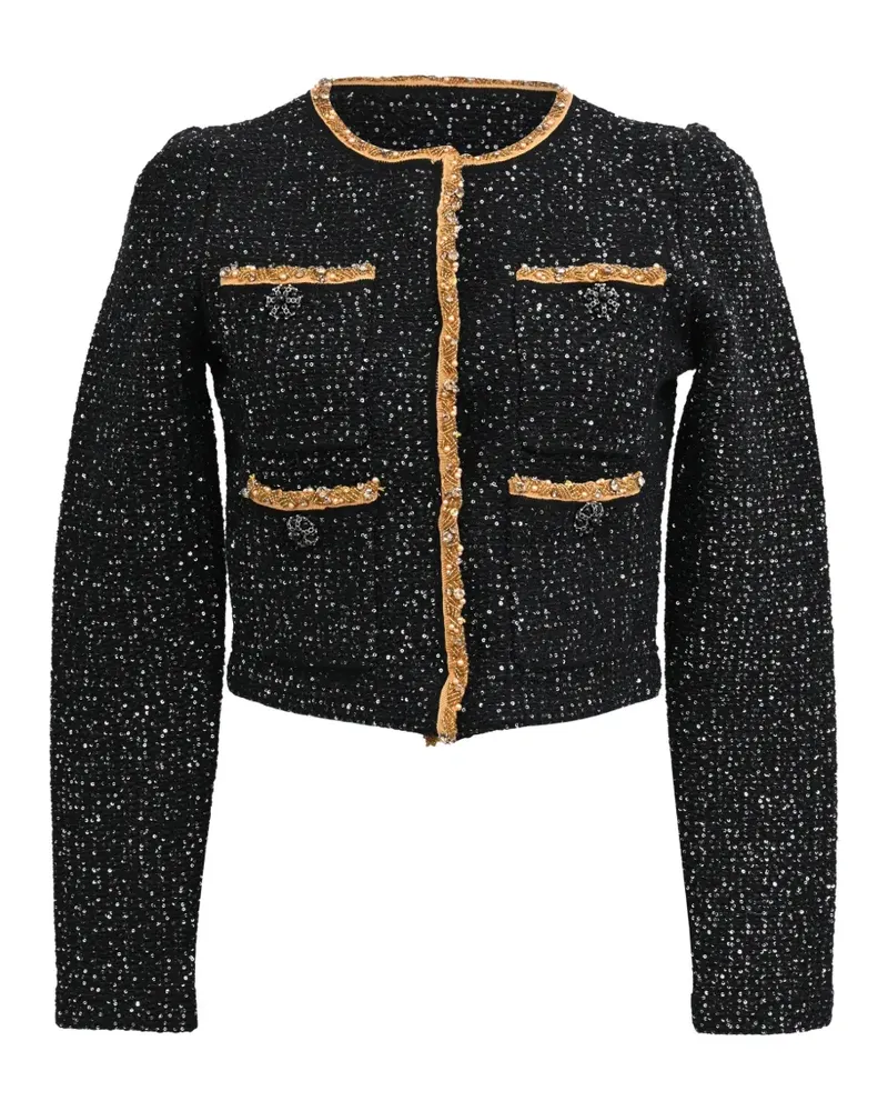 Self-Portrait Cropped-Pullover mit Pailletten - Schwarz Schwarz