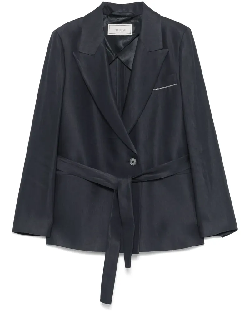 Peserico Blazer aus Gabardine mit Gürtel - Blau Blau