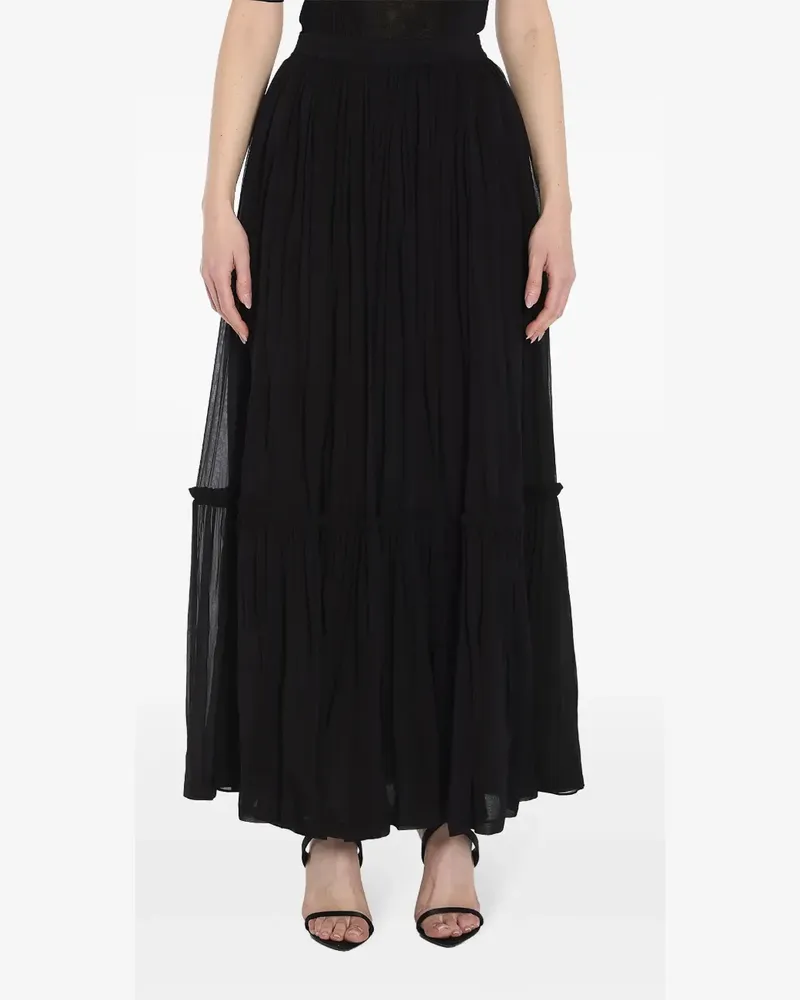 Saint Laurent Gerüschter Rock - Schwarz Schwarz