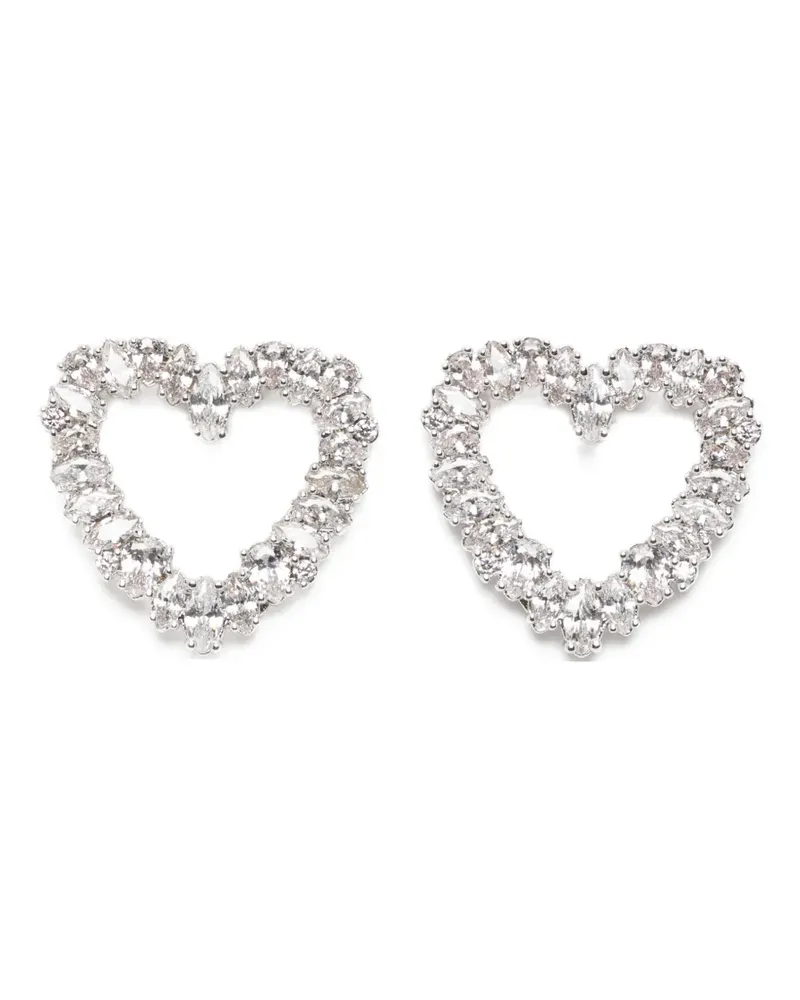 Self-Portrait crystal heart earrings - Silber Silber