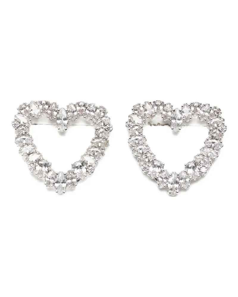 Self-Portrait crystal heart earrings - Silber Silber