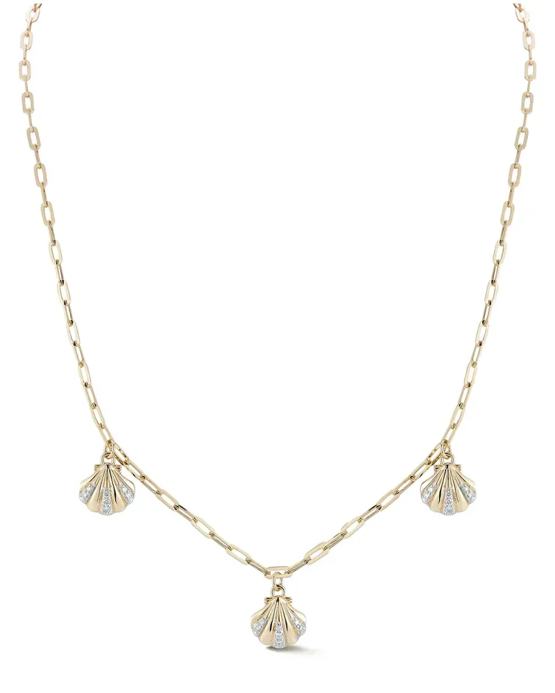 MATEO 14kt 3 Petite Venus Gelbgoldhalskette mit Diamanten Gold