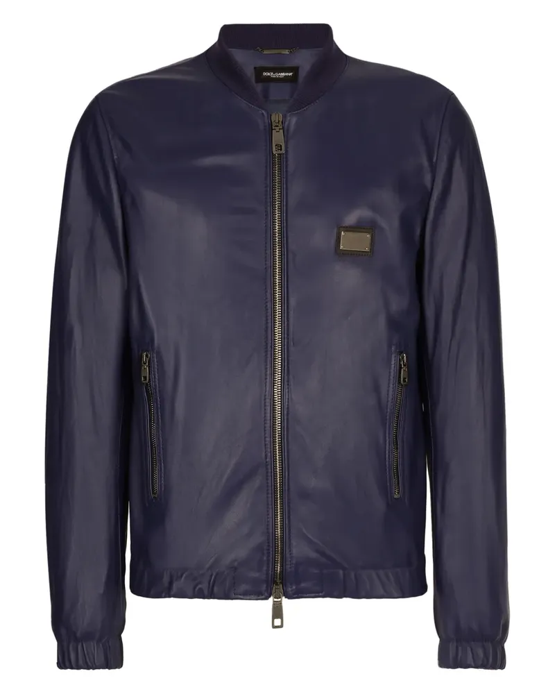 Dolce & Gabbana Klassische Lederjacke - Blau Blau