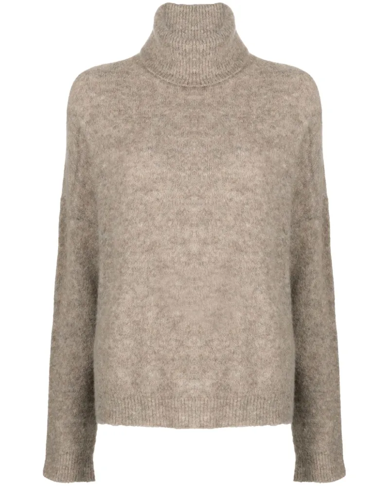 TRANSIT Rollkragenpullover mit tiefen Schultern - Braun Braun