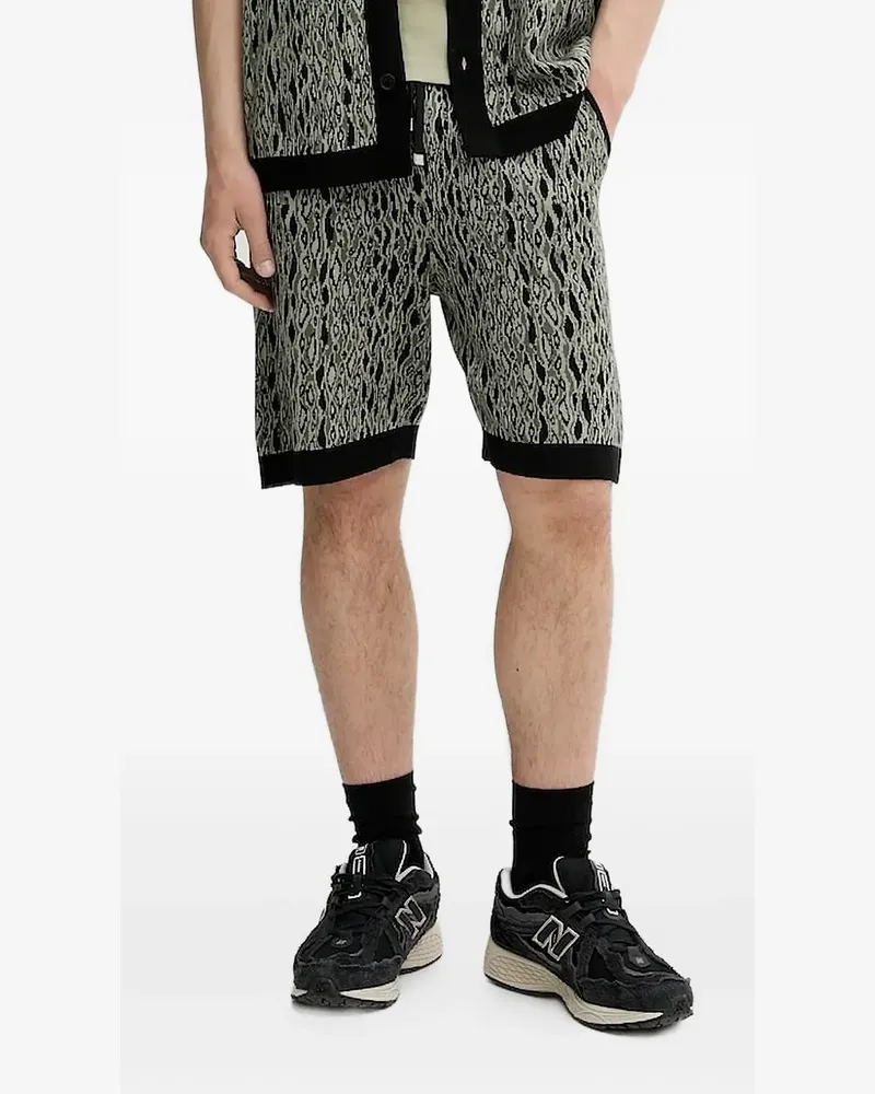 HUGO BOSS Gestrickte Shorts mit Jacquardmuster - Schwarz Schwarz