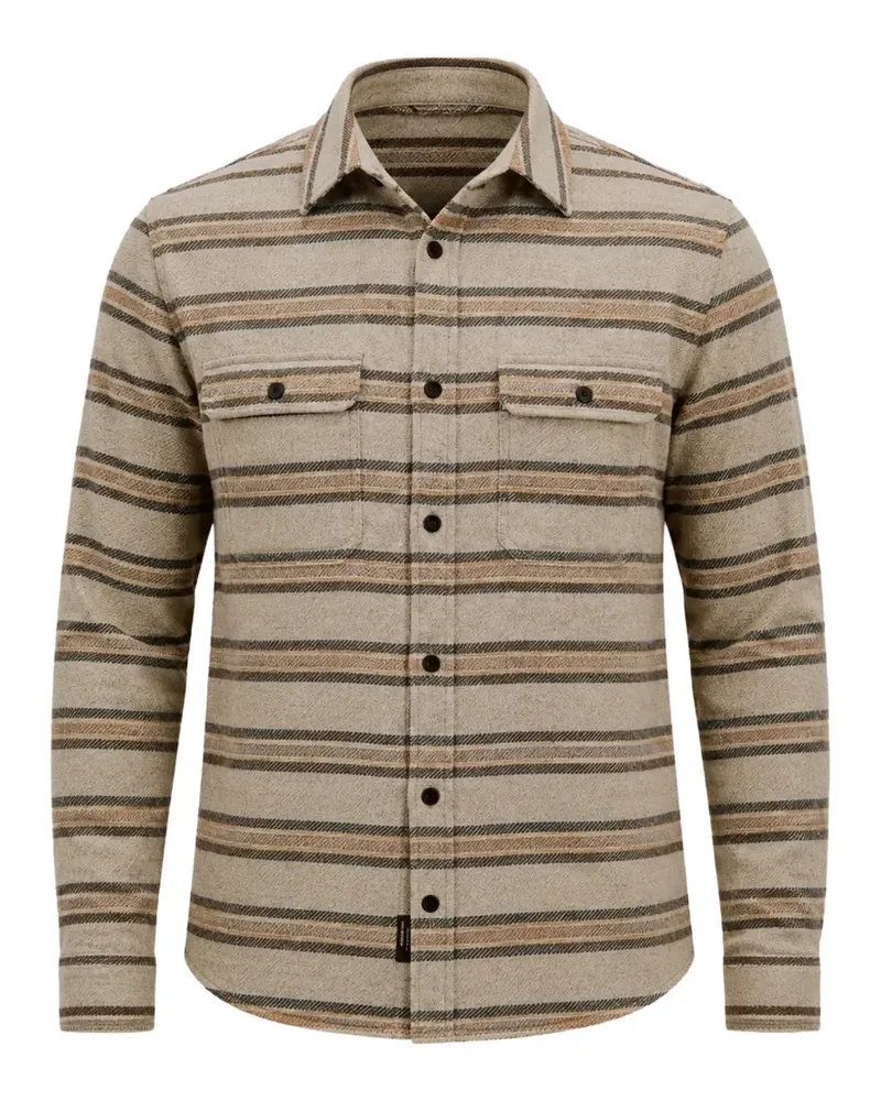 Faherty Legend horizontal-stripe overshirt - Nude Nude