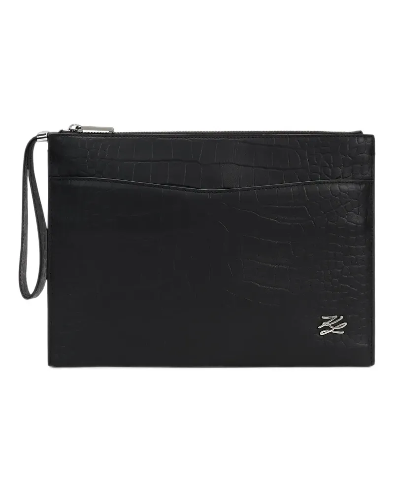 Karl Lagerfeld K/Croc Clutch aus Leder - Schwarz Schwarz